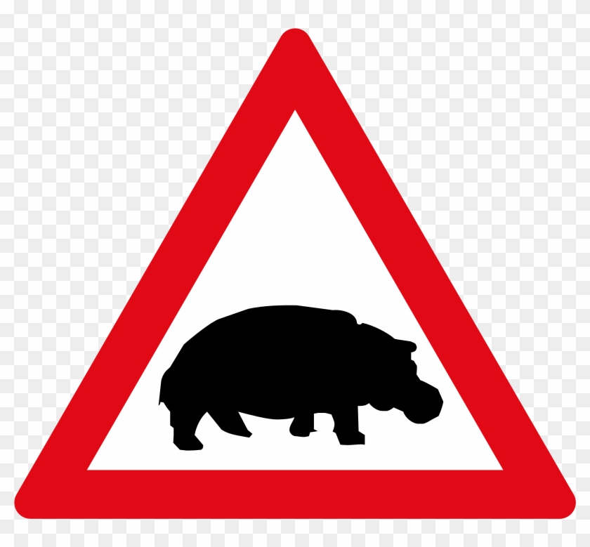 Hippo Sign - Barrier Ahead Traffic Sign Clipart #885059