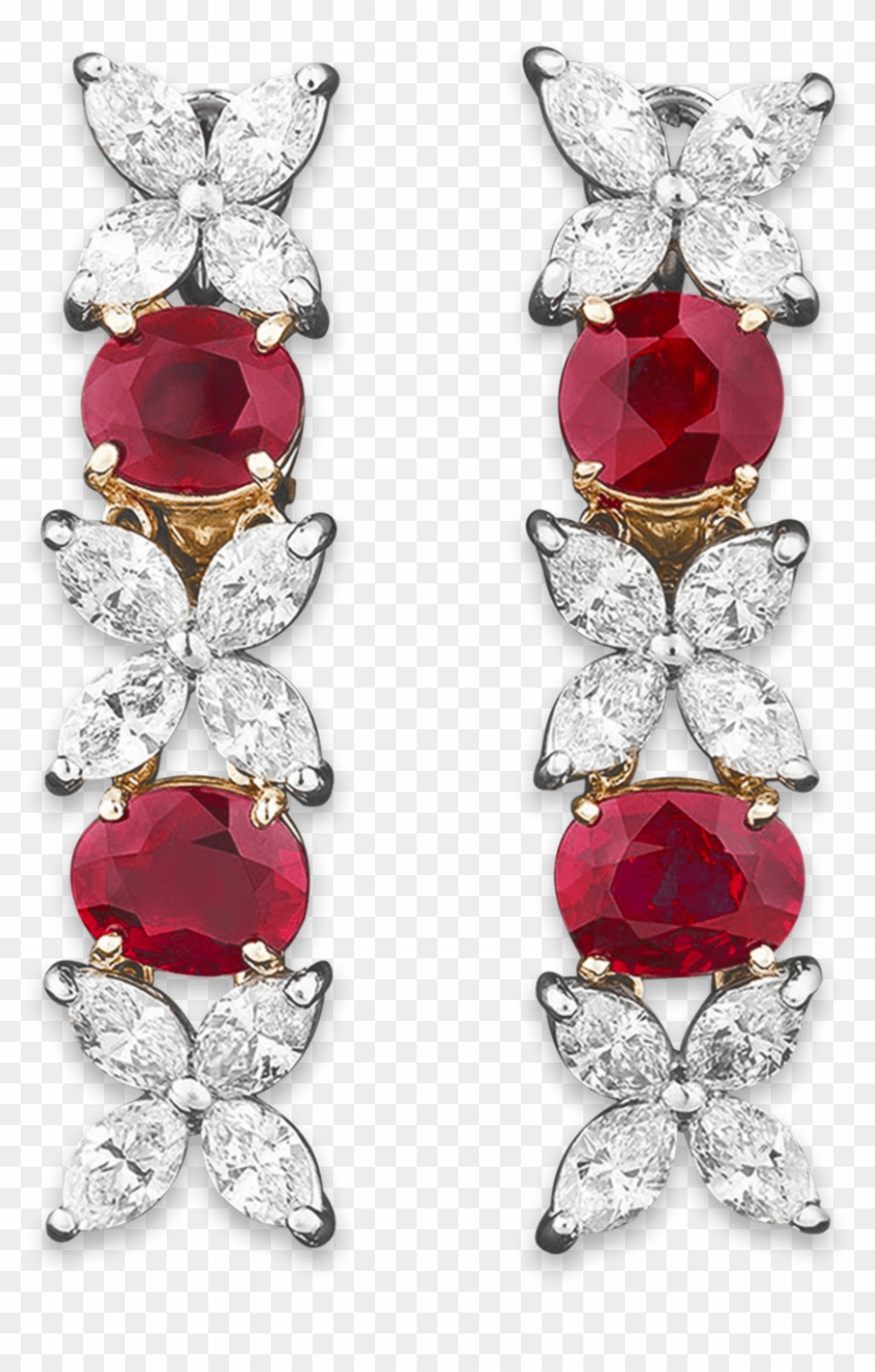 Untreated Burma Ruby And Diamond Earrings Clipart