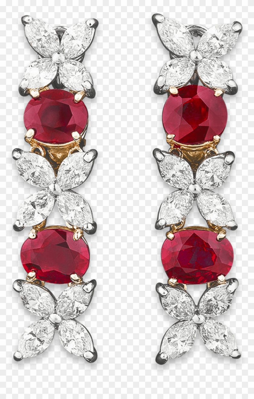 Untreated Burma Ruby And Diamond Earrings Clipart #885372