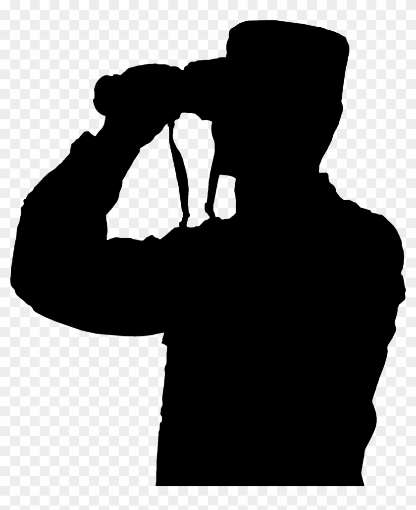 Vector Binoculars Silhouette - Man With Binoculars Silhouette Png Clipart