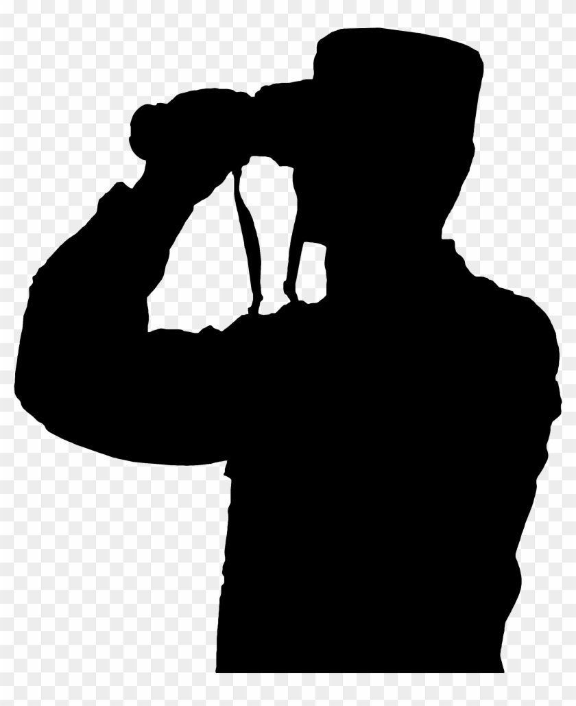 Vector Binoculars Silhouette - Man With Binoculars Silhouette Png Clipart #885935