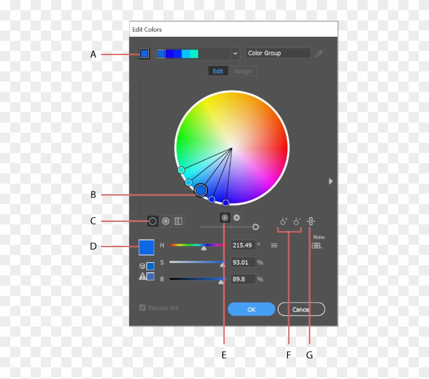 Base Color As It Appears In Harmony Rules Menu B - Illustrator Color Wheel Clipart #887262