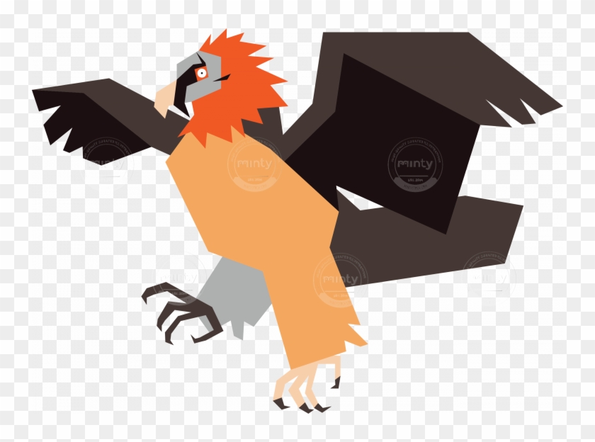 Vulture With Spread Wings - Clip Art - Png Download