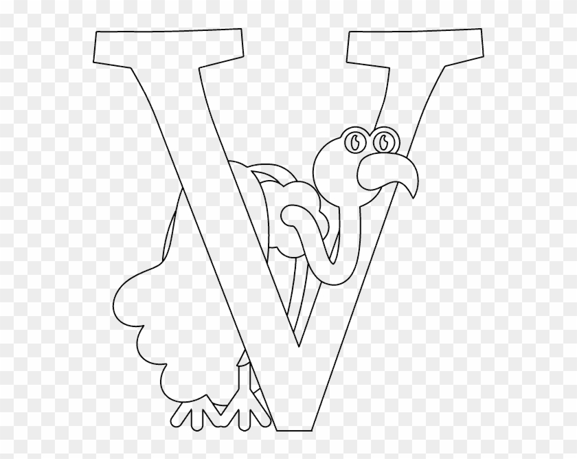 V Is For Vulture - Line Art Clipart #888528