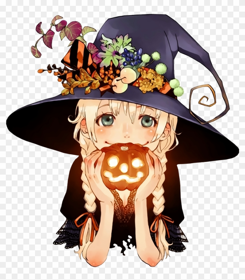 Theme Background Skulls And Pumpkins Fall Feed - Cute Halloween Anime Girl Clipart #890055