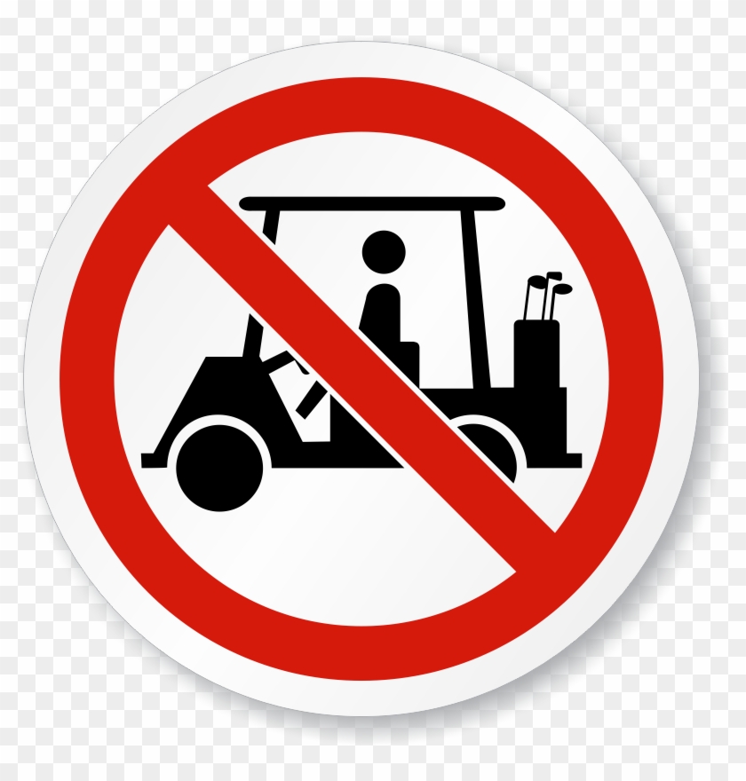 No Golf Cart Symbol Iso Prohibition Circular Sign - No Golf Carts Allowed Signs Clipart #892704