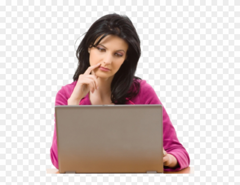 Thinking Woman Png Free Download - Woman Thinking With Laptop Png Clipart #893119