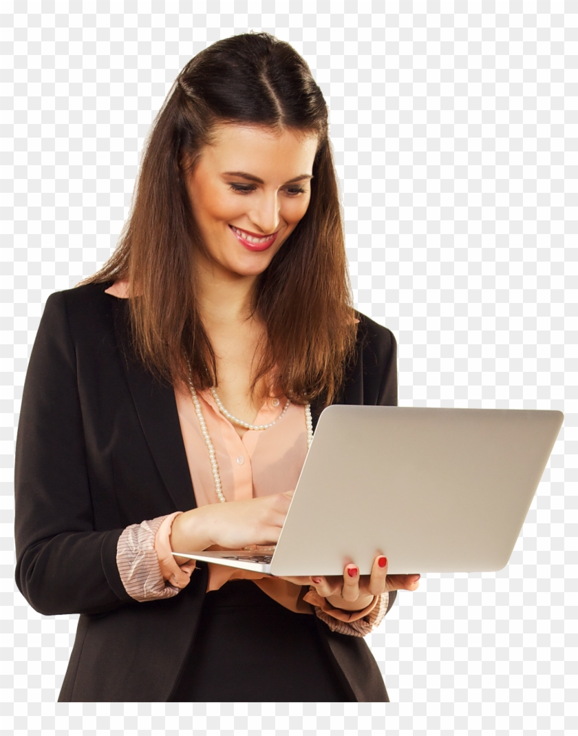 Corporate Woman Against White Background Using Laptop Clipart #893526
