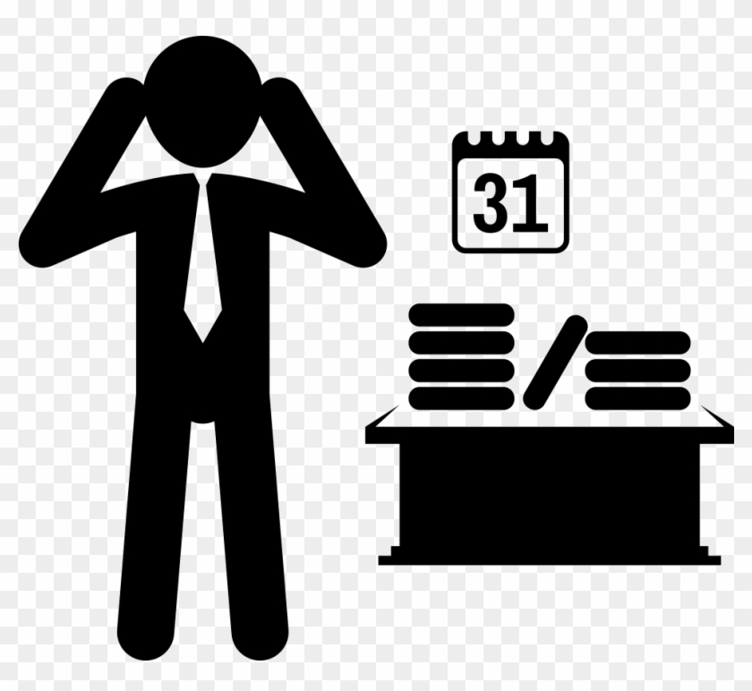Employee Near Office Table With Calendar And Piles - Office Work Icon Png Clipart #893694