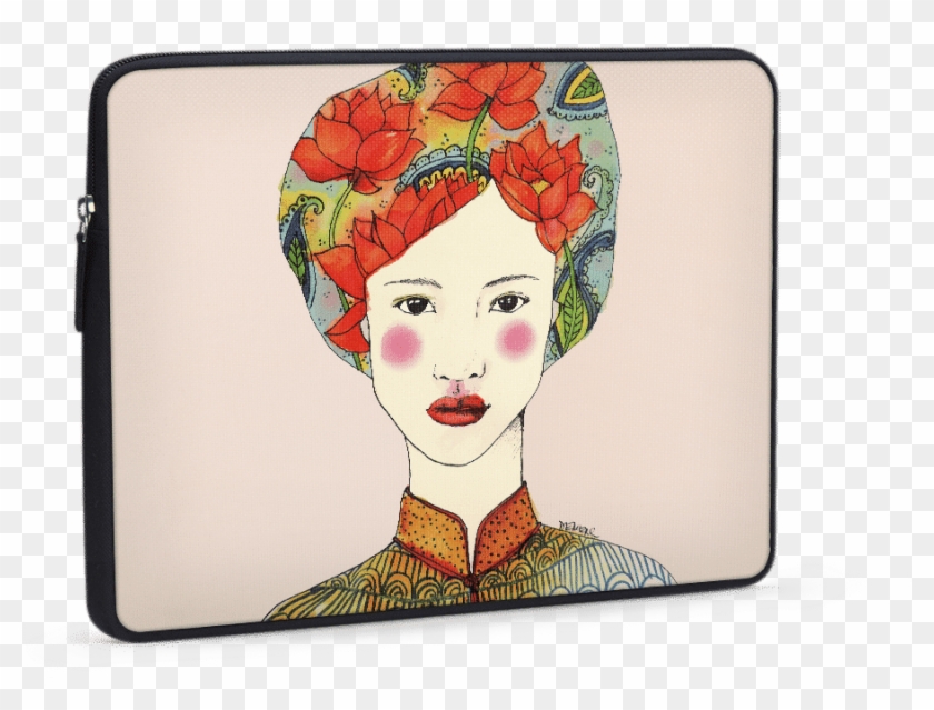 Dailyobjects Lotus Girl Ballistic Nylon Zippered Sleeve - Geisha Clipart