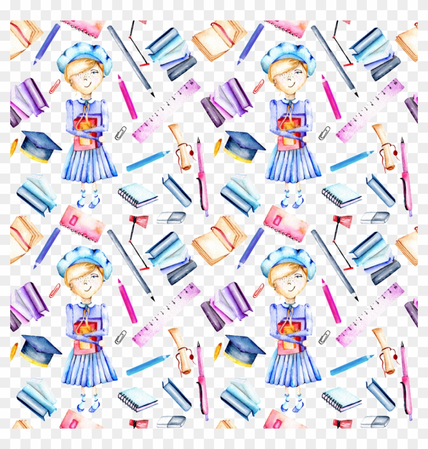 Hand Drawn A Studious Girl Background Clipart