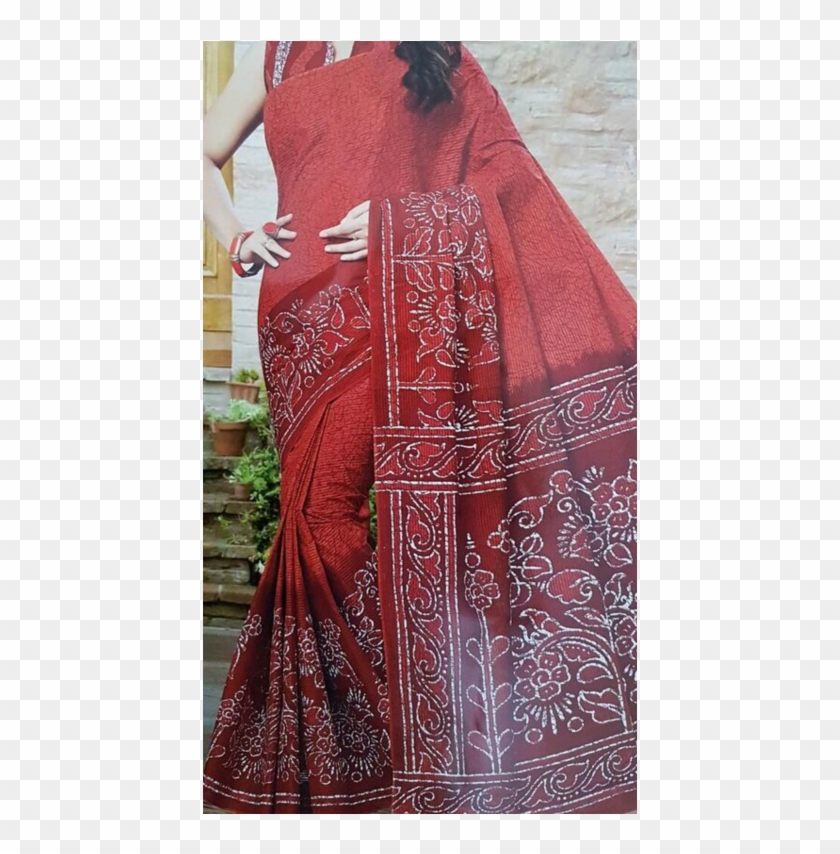 Red Printed Cotton Saree - Gown Clipart