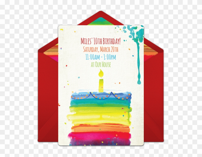Rainbow Birthday Cake Online Invitation - Invitation Card In Spanish Clipart #895239