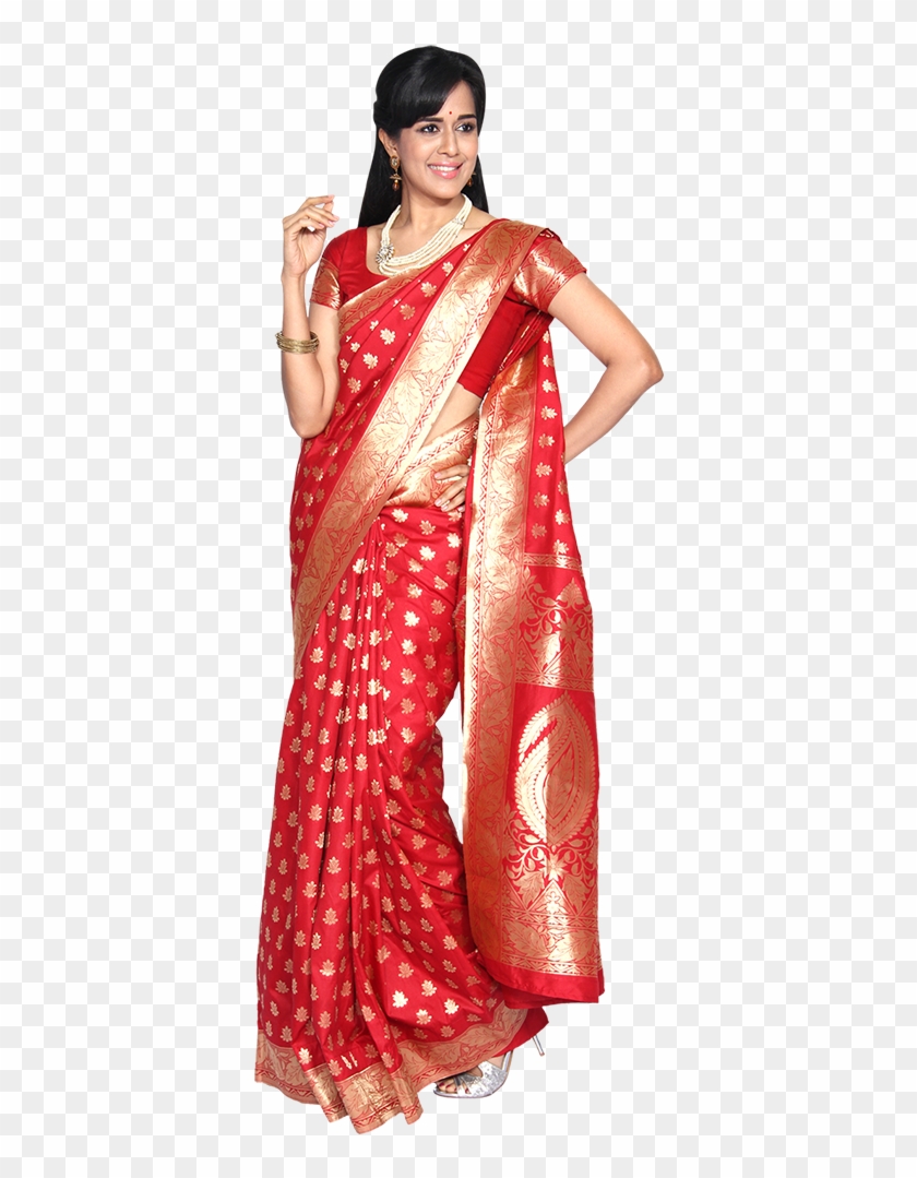 Arundathi Red Banarasi Silk Saree Clipart