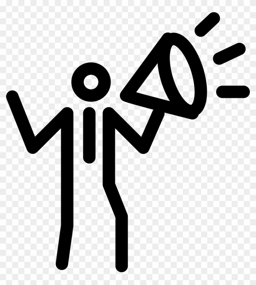 Person With Speaker Making Announcement Outline Inside - Symbol Of Announcement Clipart