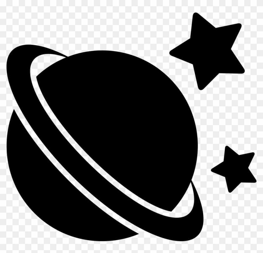 Saturn Black Shape With Stars Around Comments - Saturn Shape Clipart