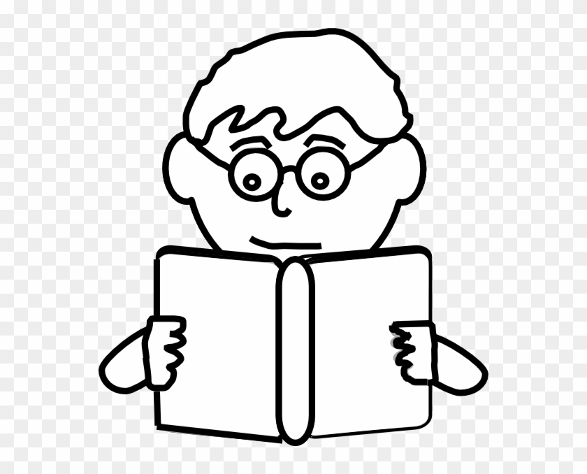 Boy Clipart Outline - Boy Reading Book Outline - Png Download #897306