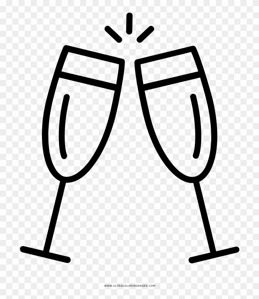 Drinks Coloring Page - Champagne Glasses Icon Transparent Background Clipart