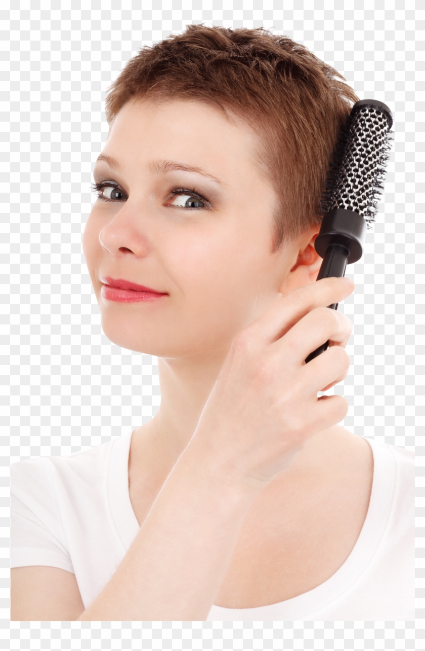 Woman Combing Her Hair Png Image - Combing Png Clipart #90074