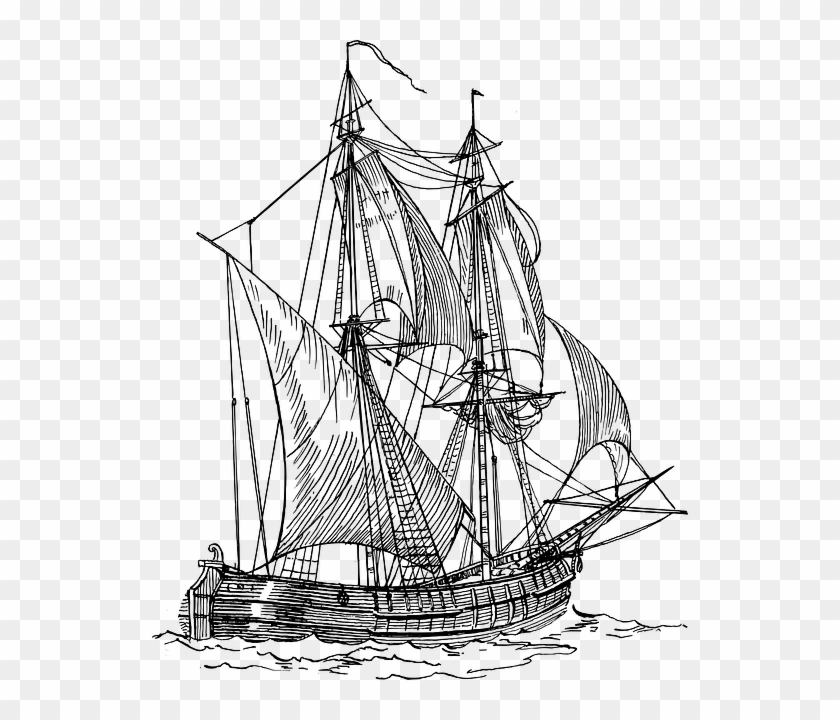 Star Wars Ships Black And White Clipart - Christopher Columbus Ship Png Transparent Png #91066