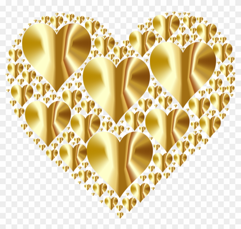 Hearts In Heart Rejuvenated 4 No Background Clipart - Gold Heart Shape Png Transparent Png