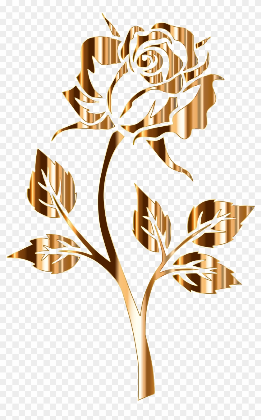 Gold Rose Silhouette 2 No Background Icons Png - Rose Gold Rose Transparent Clipart