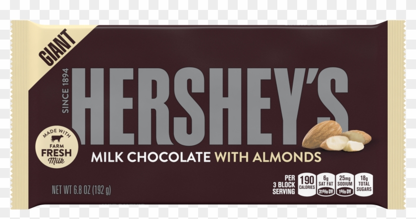 Hershey's Giant Milk Chocolate With Almonds Candy Bar, - Big Hershey Almond Bar Clipart #95675