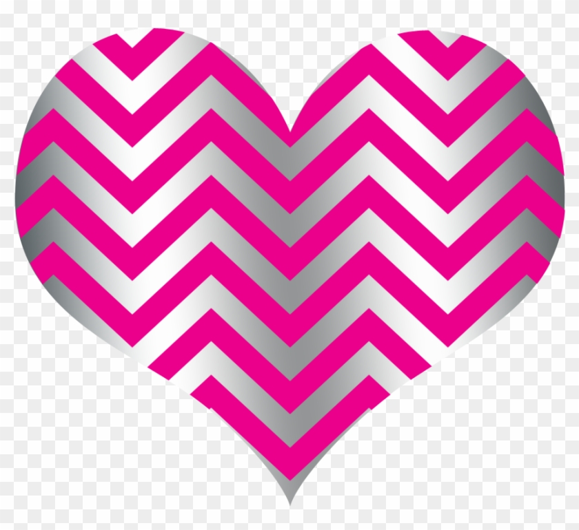 Chevron Heart Clipart Collection Image Download - Pink And Silver Hearts - Png Download #95739