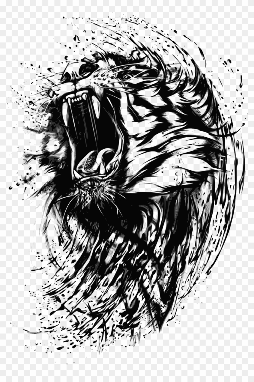 Tiger Vector, Cat Vector, Vector Graphics, Angry Tiger, - Tiger Sketch Clipart
