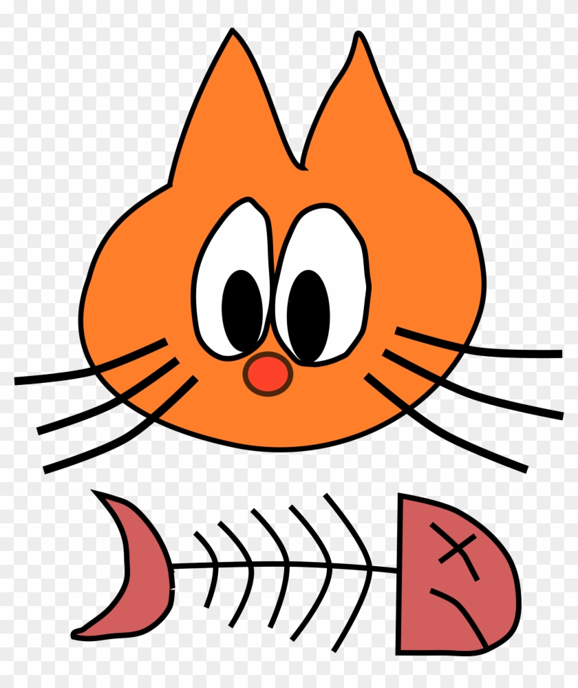 Cat With A Fish Bone Clipart #96049