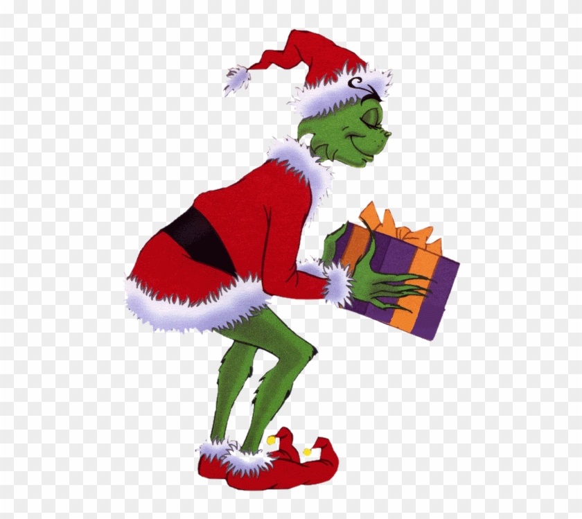 The Grinch Holding A Gift Png Image - Feliz Navidad Grinch Gif Clipart #97084