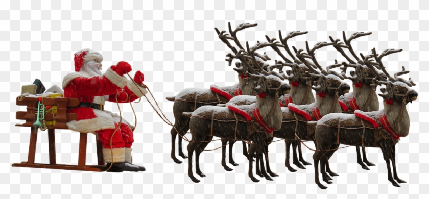 Santa And Reindeer Png - Png Santa Claus And Reindeer Clipart