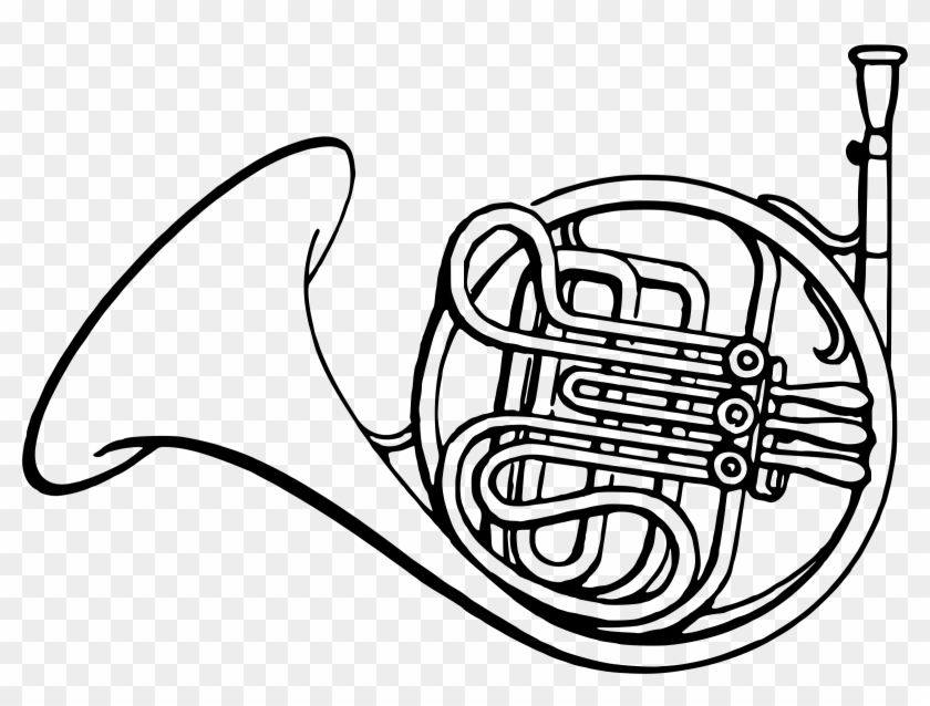 Download Png - French Horn Instrument Drawing Clipart