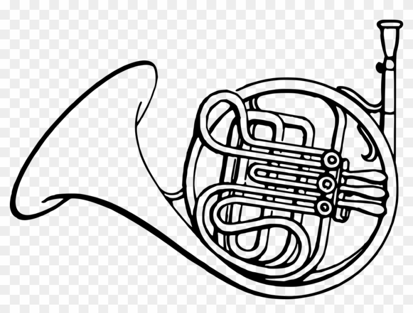 French Horn Instrument Music Musical - French Horn Clipart Black And White - Png Download #97728