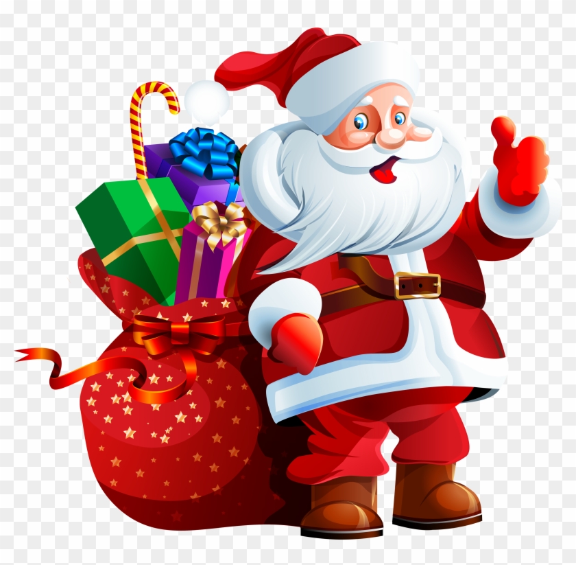 Jpg Black And White Stock Santa Claus With Big Bag - Christmas Santa Claus Png Clipart
