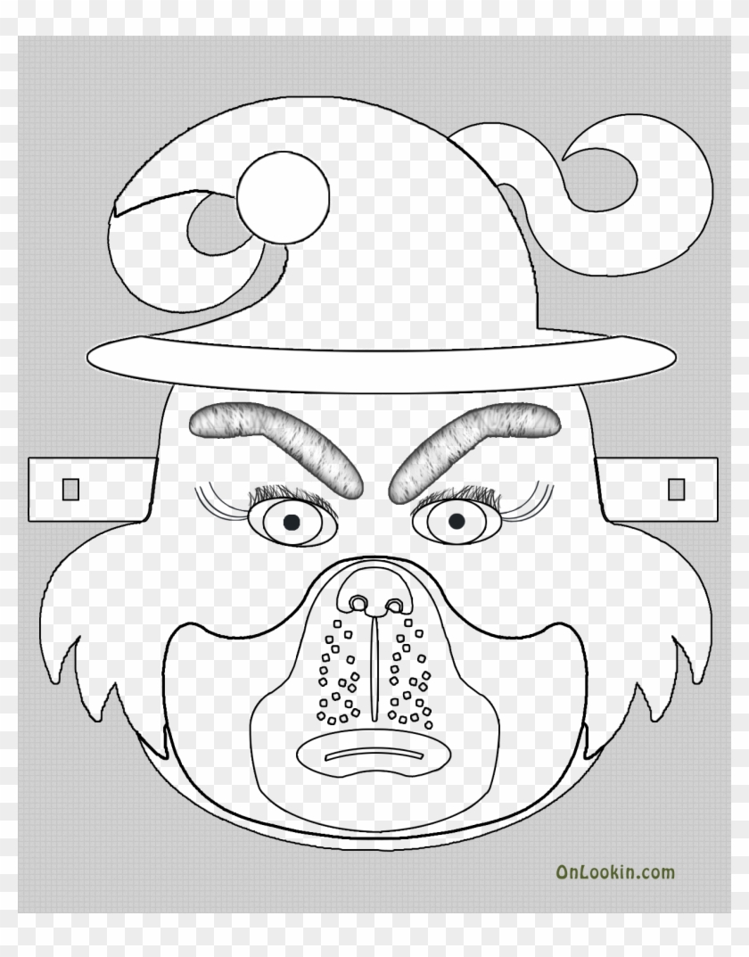 To Download Grinch Santa Face Mask Cut Out With Blank - Mask Clipart #98023