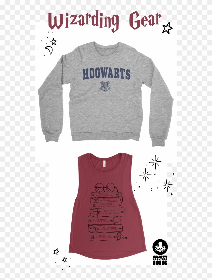 Harry Potter Book Stack Muscle Tank / Hogwarts Sweatshirt Clipart #98505