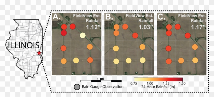 Three Sets Of 24-hour Rainfall Totals Measured By Rain - Circle Clipart