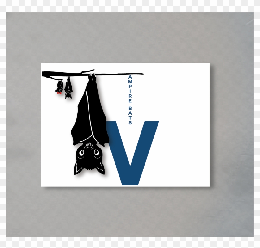 Vampire Bat, Alphabet, Alphabetimal, Letter, V, Card - Graphic Design Clipart