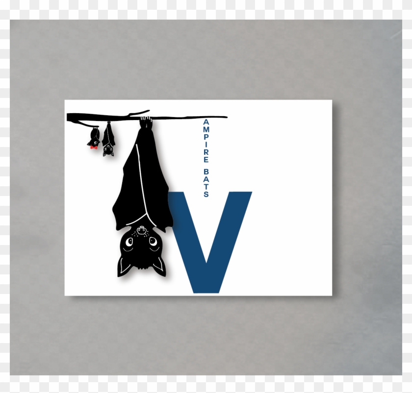 Vampire Bat, Alphabet, Alphabetimal, Letter, V, Card - Graphic Design Clipart #900274