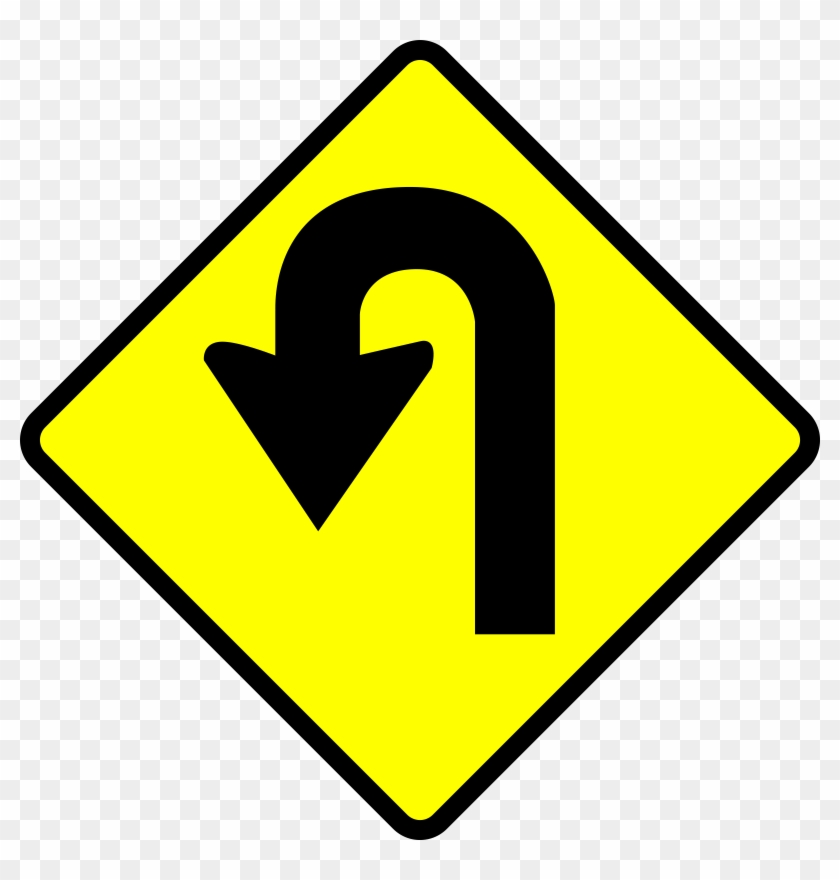 Clipart Caution U Turn - U Turn Sign Png Transparent Png