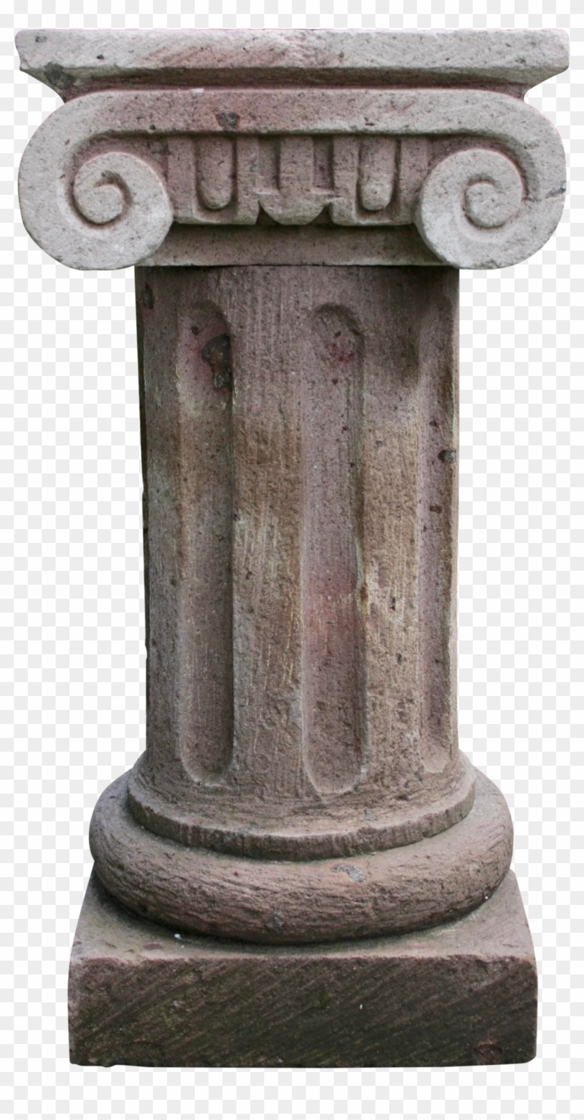 Carved Pink Cantera Stone Ionic Column Pedestal / Plant - Pedestal En Cantera Clipart