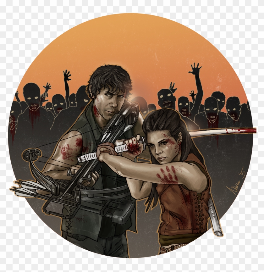 Octavia & Bellamy Blake - 100 And The Walking Dead Crossover Clipart