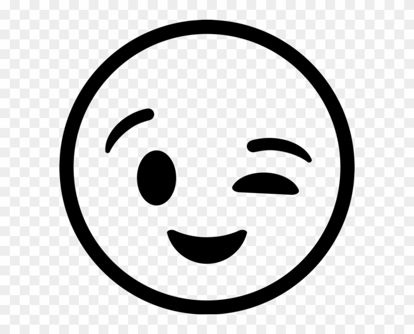 Wink Emoji Black And White Clipart