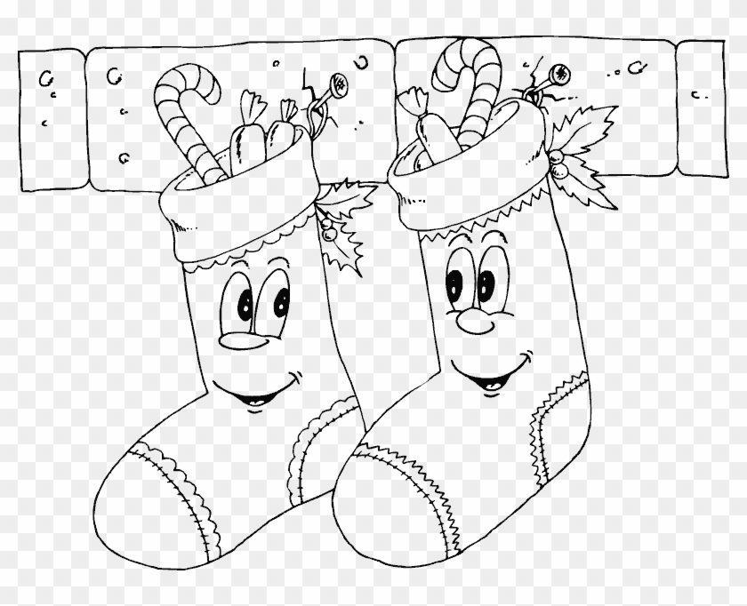 Santa Socks Coloring With Christmas Stockings Pages - Christmas Stockings Coloring Pages Clipart