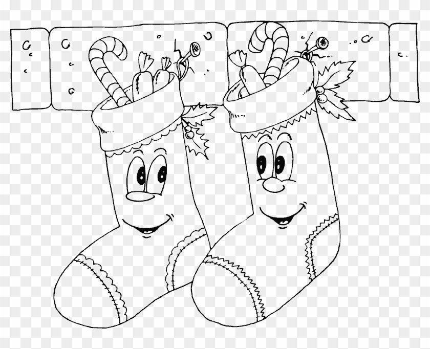 Santa Socks Coloring With Christmas Stockings Pages Christmas Stockings Coloring Pages Clipart 902637 Pikpng