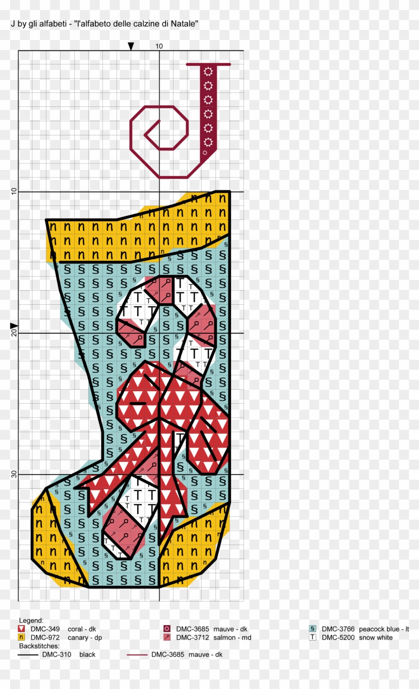 Christmas Stockings Alphabet Cross Stitch Patterns - Cartoon Clipart
