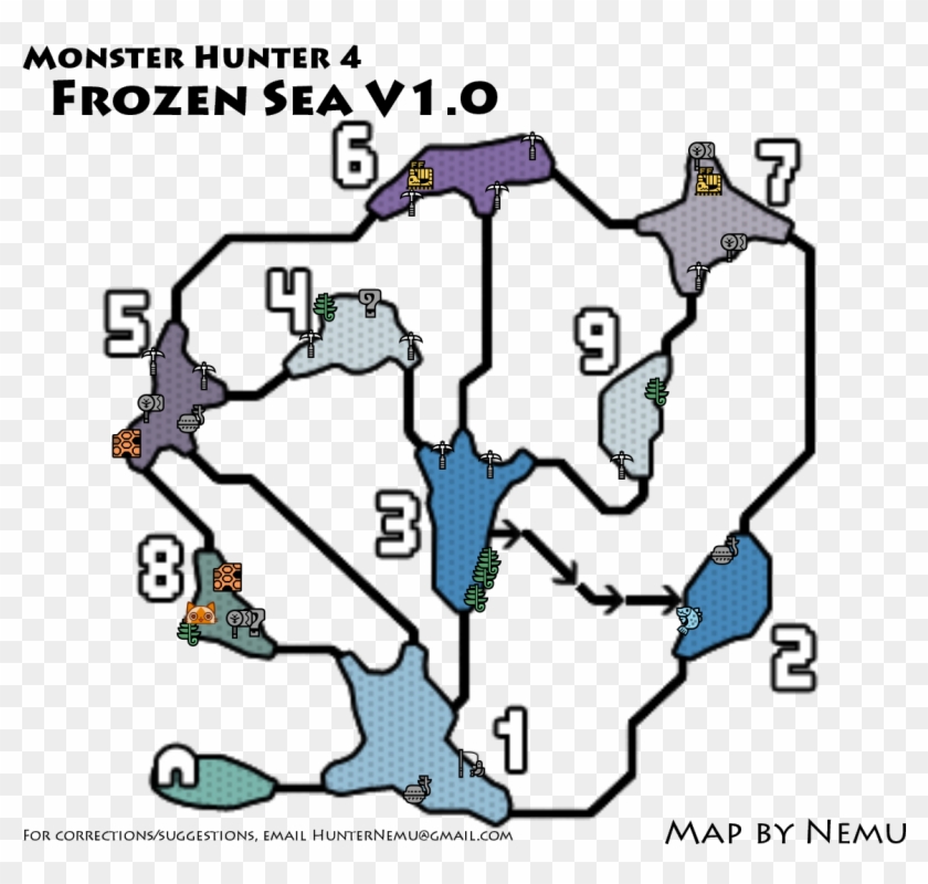 Frozen Sea Resource Map - Monster Hunter Frozen Seaway Clipart