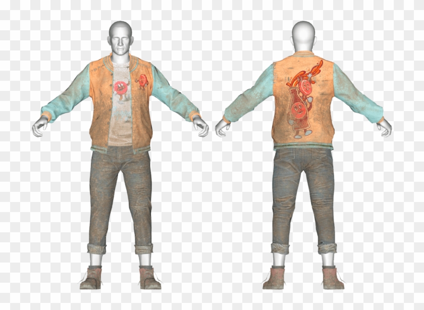 Bottle And Cappy Orange Jacket & Jeans - Illustration Clipart #903035