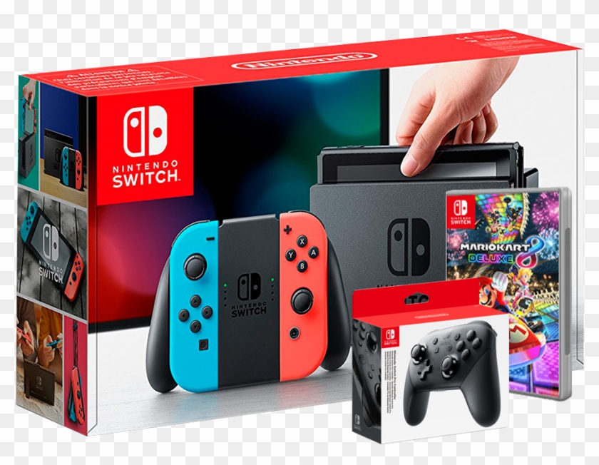 Consola Nintendo Switch Azul Neon / Rojo Neon Mario - Mando Pro Nintendo Switch Clipart #903888